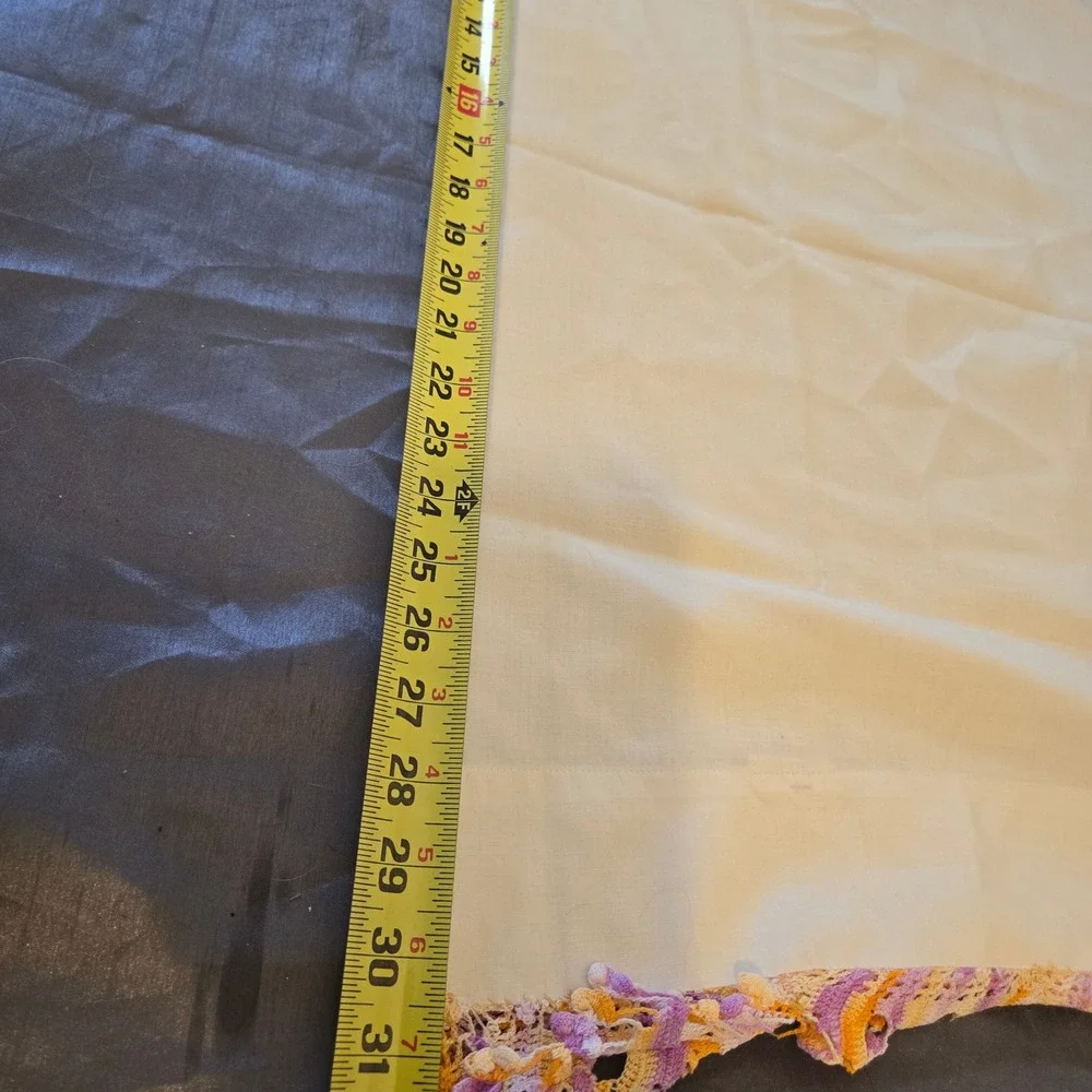 Vtg Pequot Pillowcases‎ Standard Size Crochet Trim Set of 2 No Iron Muslin